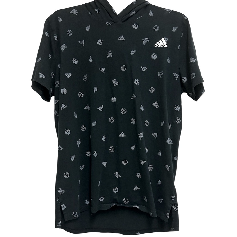 Adidas Black and White Graphic Hoodie Shirt